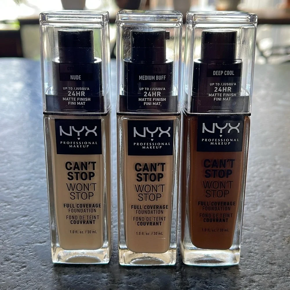 NYX Can’t Stop Won’t Stop Full Cover Foundation Nude, Medium Buff or Deep Cool